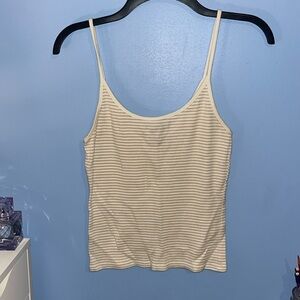 Cream and white striped spaghetti strap tank top